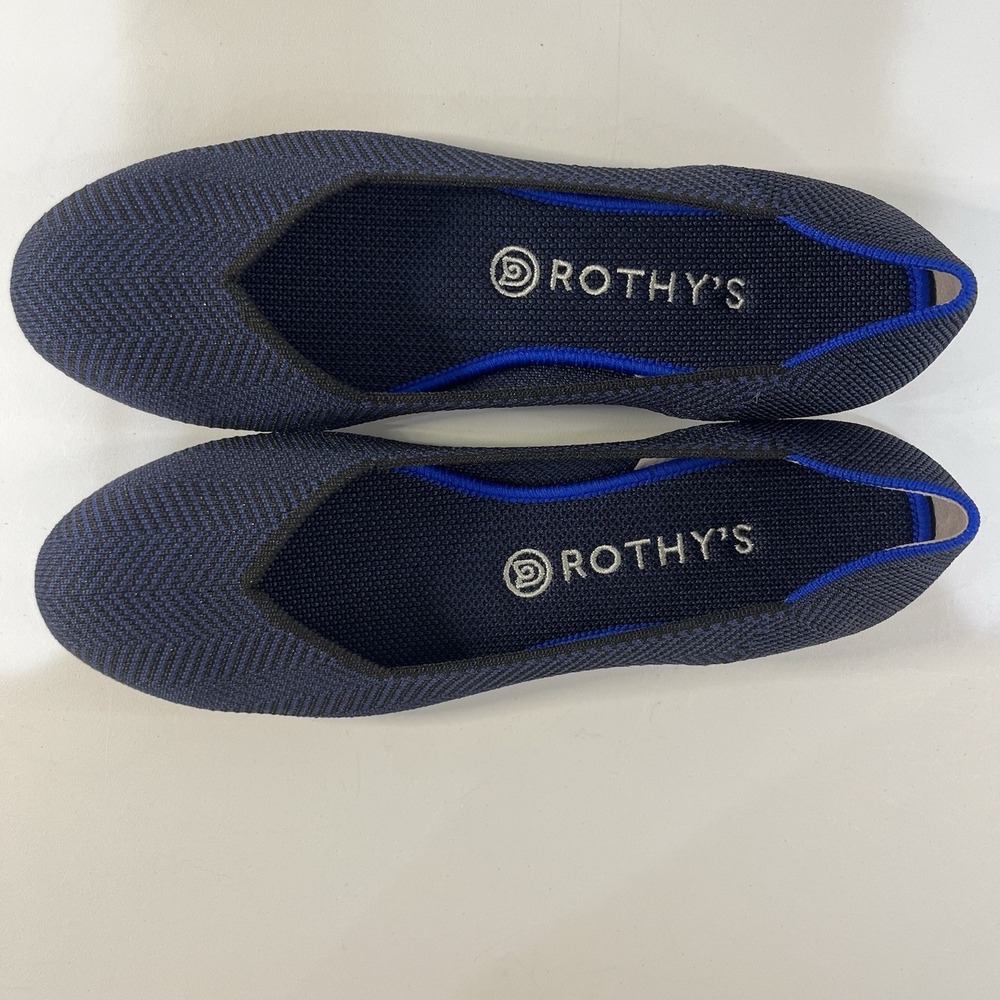 ROTHY'S Midnight Metallic Herringbone Ballet Flat Round Toe Blue Black Size 10 - Picture 5 of 7